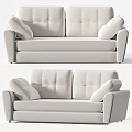 Modern Light Colored Two Seater Sofa with Tufted Backrest and Soft Cushions 3d model