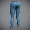 Blue Distressed Skinny Jeans with Ripped Details and Brown Belt Casual Style