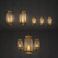 Vintage Brass Glass Lantern Chandeliers With Warm Lighting For Interior Decor