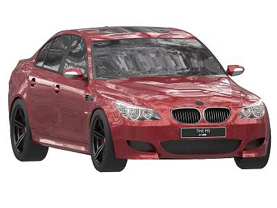 Red BMW Sports Sedan With Black Alloy Wheels And Sporty Front Design 3d model
