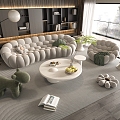 French sofa and coffee table combination 3d model