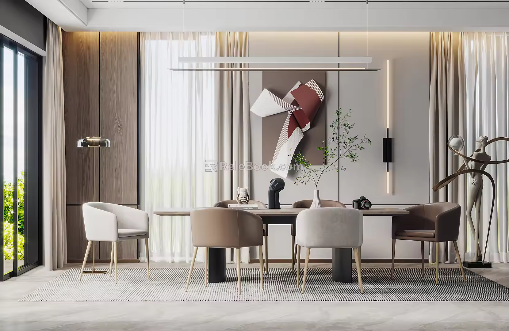 Modern Dining Table and Chair Combination 3d model