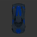 Blue And Gray Streamlined Race Car With Rear Wing And Aerodynamic Body