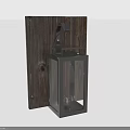 Rustic Wall Mounted Lantern Light With Wooden Board Black Metal Frame Glass Panel And Bulb