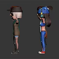 Multiple Cartoon Characters With Different Hairstyles And Various Outfits Standing In A Line Arms Outstretched