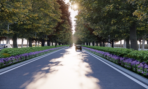 Modern Road Landscape 3d model