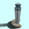 Modern Architectural Tower With Metal Lattice Framework And Glass Enclosed Top