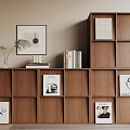 Modern Wooden Bookshelf With Cube Shelves Books Magazines And Art Prints