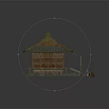 Traditional Japanese Architecture With Wooden Structure Green Tile Roof And Stone Base