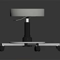 Modern Bar Stool With White Padded Seat Black Stem And Wheeled Cross Base