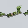 Decorative Garden Planters With Various Green Plants Colorful Flowers And Different Sizes