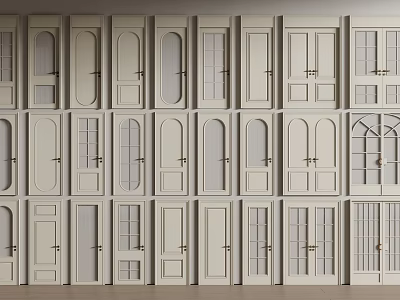 Various Hinged Doors With Different Panel And Glass Designs For Home Interior 3d model