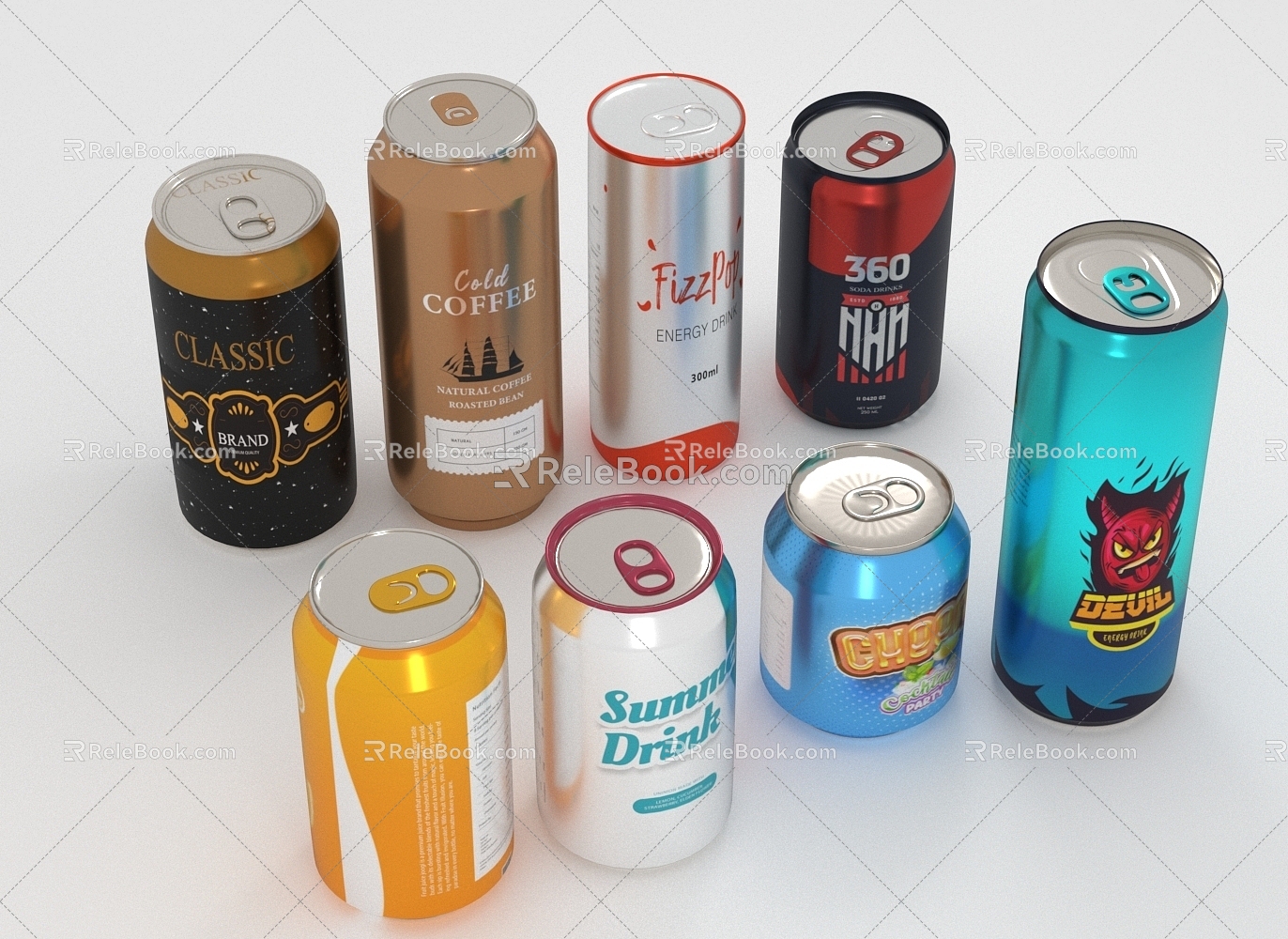 Modern cans 3d model