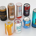 Assorted Canned Drinks Collection With Different Brands And Colorful Designs