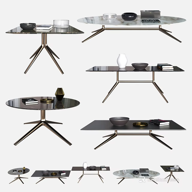 Modern Coffee Table With Glass Top And Metal Frame Minimalist Home Decor Design 3d model 