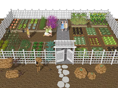 Modern Vegetable Garden Children's Sub-farm Vegetable Garden Courtyard 3d model