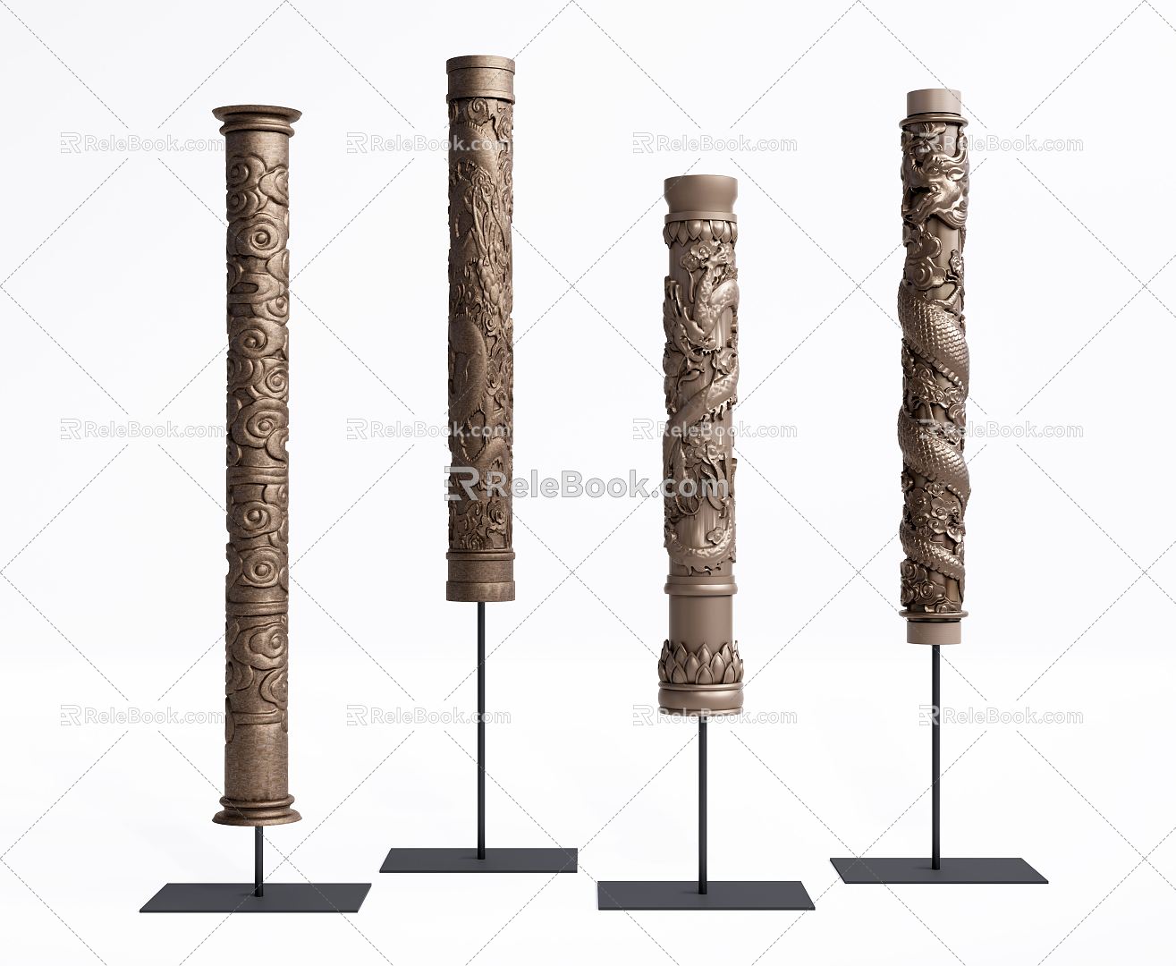 New Chinese Style Column Sculpture Column Ornaments Carved Column model