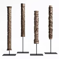 New Chinese Style Column Sculpture Column Ornaments Carved Column 3d model