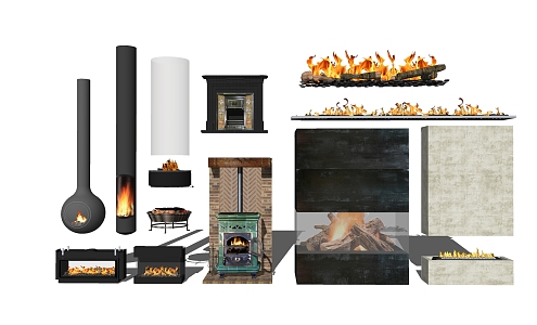 modern stove fireplace 3d model