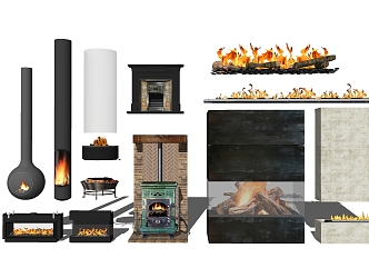 modern stove fireplace 3d model