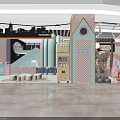 Modern Vibrant Indoor Playground With Colorful Arches Green Plants And Seating Benches