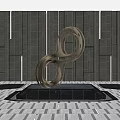 Stainless Steel Infinity Symbol Sculpture in Urban Square with Black Base