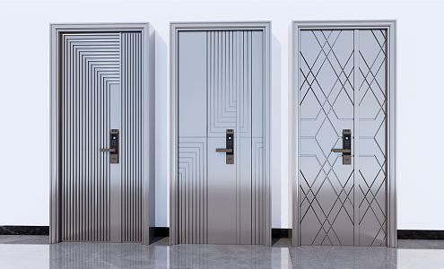 Modern security door single door 3d model