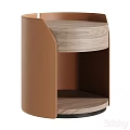 Modern Bedside Table With Wooden Surface And Leather Frame For Bedroom Decor