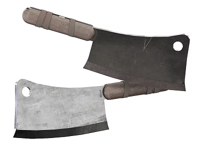 Kitchen Cleavers With Wooden Handles And Black Silver Blades For Cooking 3d model