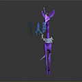 Purple Mechanical Giraffe Character Holding Digital Tablet With Metal Arms