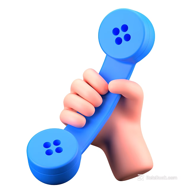 Hand Holding Blue Telephone Handset An Essential Office Appliance For Communication 3d model 