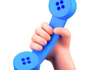 Hand Holding Blue Telephone Handset An Essential Office Appliance For Communication 3d model