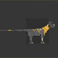 Mechanical Dinosaur Game Movie Character With Gray Yellow Armor And Horned Design