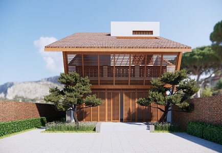 Japanese-style single-family villa single building 3d model