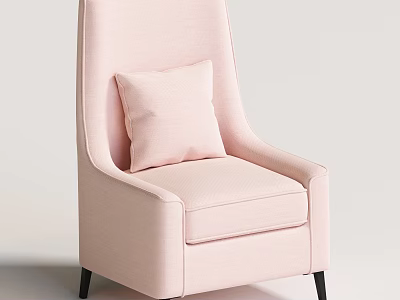 Modern Pink Upholstered Armchair With Accent Pillow And Black Legs 3d model