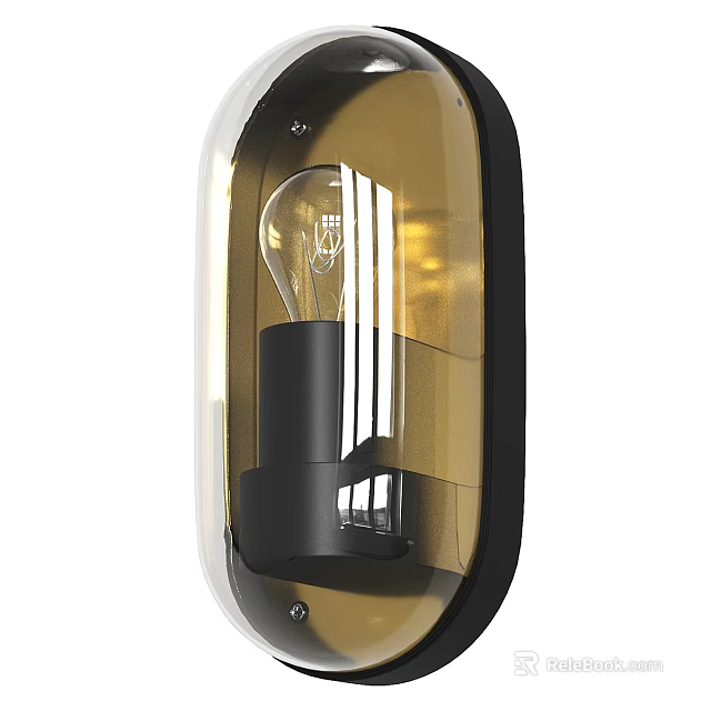 Modern Indoor Wall Light With Black Metal Base And Transparent Glass Cover 3d model 