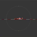 Red Race Car Moving On Track With White Red Guardrails And Open Cockpit 3d model