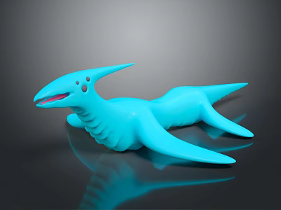 Blue Aquatic Dinosaur Toy Figure With Smooth Texture And Fins 3d model