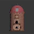 Brick Building Models Featuring Red Dome Tower And Small Chimney Structure