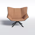 Modern Tan Fabric Single Seater Sofa With Butterfly Wing Design And Black Metal Legs