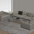 Modern business sofa coffee table combination double sofa multi-person sofa 3d model