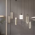 Modern Pendant Lights in Various Contemporary Designs Hanging in Minimalist Gray Interior