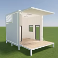 Modern Modular Building Structure With Canopy Wooden Deck Windows And Doors 3d model