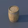 Rustic Decorative Ornament Set Featuring Wooden Barrel With Metal Hoops