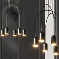 Modern Metallic Pendant Chandelier With Multiple Illuminated Bulbs For Interior Design