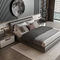 Modern Minotti Background Double Bed 3d model