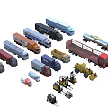 Various Types of Commercial Vehicles Including Trucks Vans Forklifts and Trailers