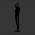 Futuristic Game and Movie Character in Black Combat Suit With White Lines