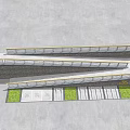 Municipal Road Design With Sloped Ramp Railings Grass Strips And Sidewalk