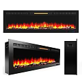 Slim Modern Electric Fireplace With Realistic Flame Effect And Black Wall Mounted Design
